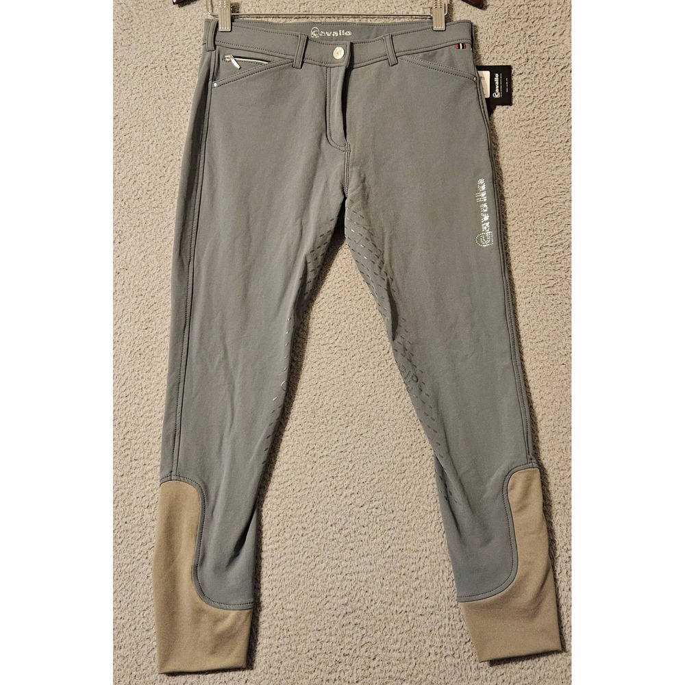 Cavallo Calima Grip Full Seat Breeches Smoke Gray Equestrian Riding Pants 28 NEW